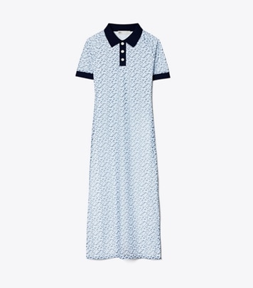 Tory Sport designer dresses Prismatic T Monogram Mesh Polo Dress in Lt. Blue Prismatic T Monogram Small front