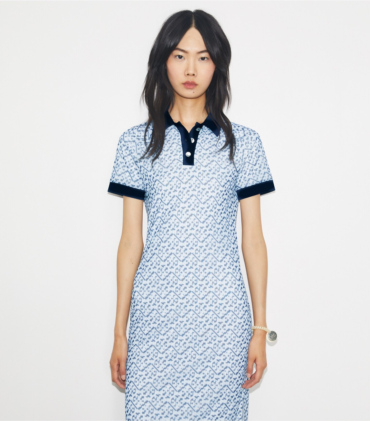 Prismatic T Monogram Mesh Polo Dress