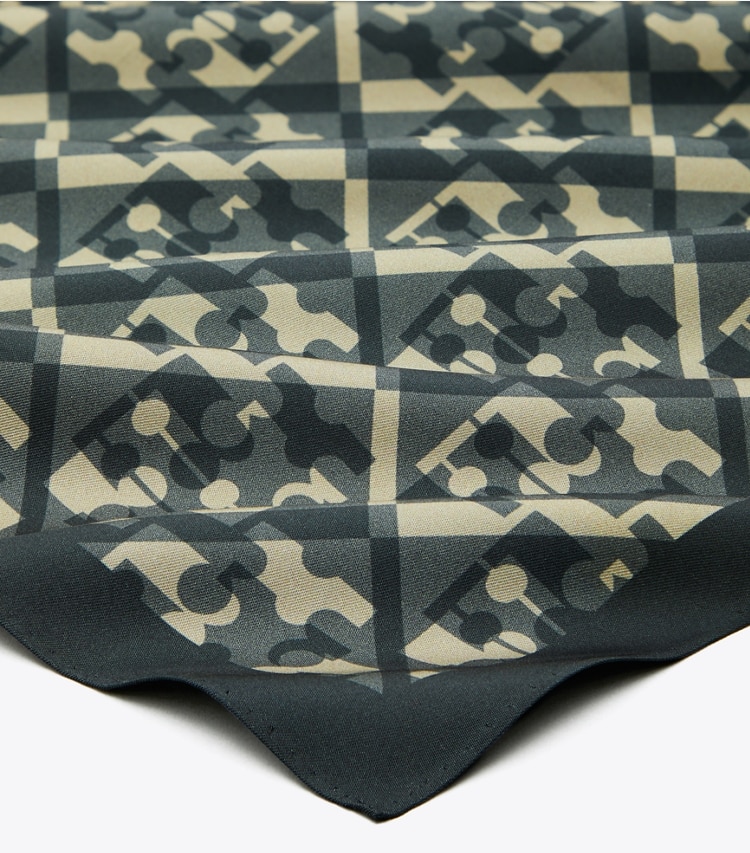 Tory Burch designer scarves Prismatic T Monogram Silk Neckerchief in Prismatic Logo Neckerchief  - Black detail