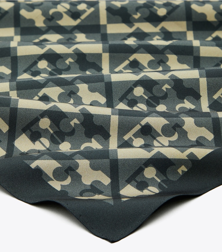 Tory Burch designer scarves Prismatic T Monogram Silk Neckerchief in Prismatic Logo Neckerchief  - Black overhead
