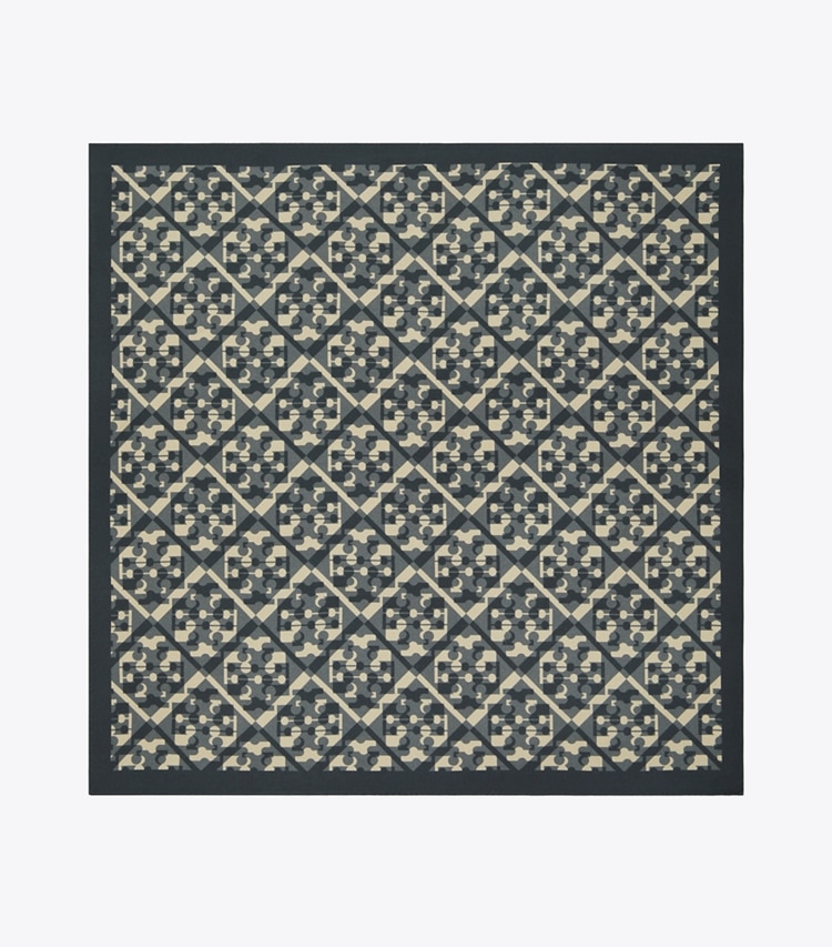 Tory Burch designer scarves Prismatic T Monogram Silk Neckerchief in Prismatic Logo Neckerchief  - Black overhead