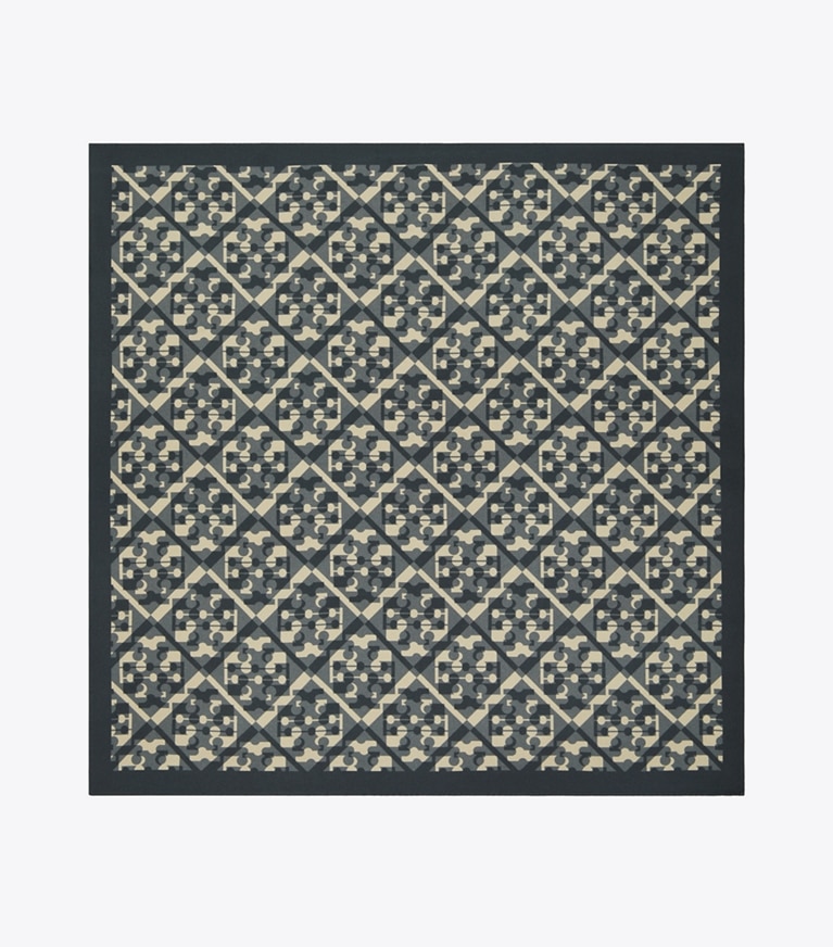 Tory Burch designer scarves Prismatic T Monogram Silk Neckerchief in Prismatic Logo Neckerchief  - Black overhead