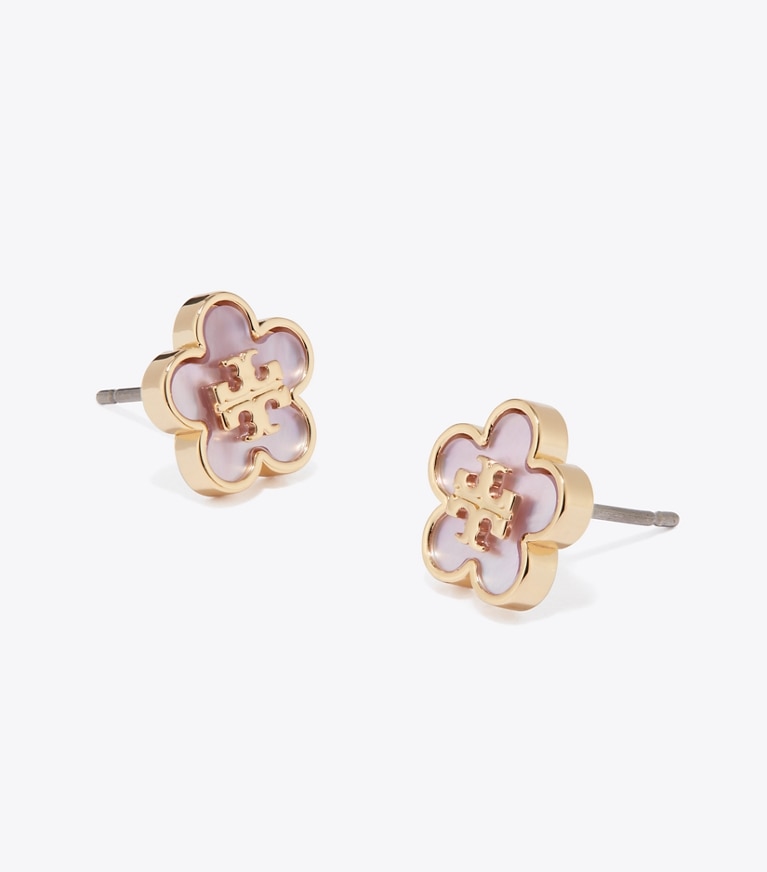 Tory Burch designer boucles d'oreilles Puces d’oreilles Forget Me Not in Tory Gold / Pink informations