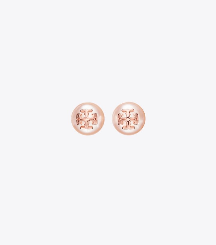 Tory Burch designer boucles d'oreilles Puces d’oreilles Moondance à perle in Rose/Rose Gold front