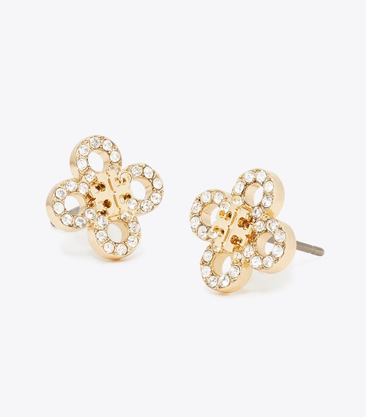 Tory Burch designer boucles d'oreilles Puces d’oreilles trèfle Forget Me Not in Tory Gold / Crystal informations