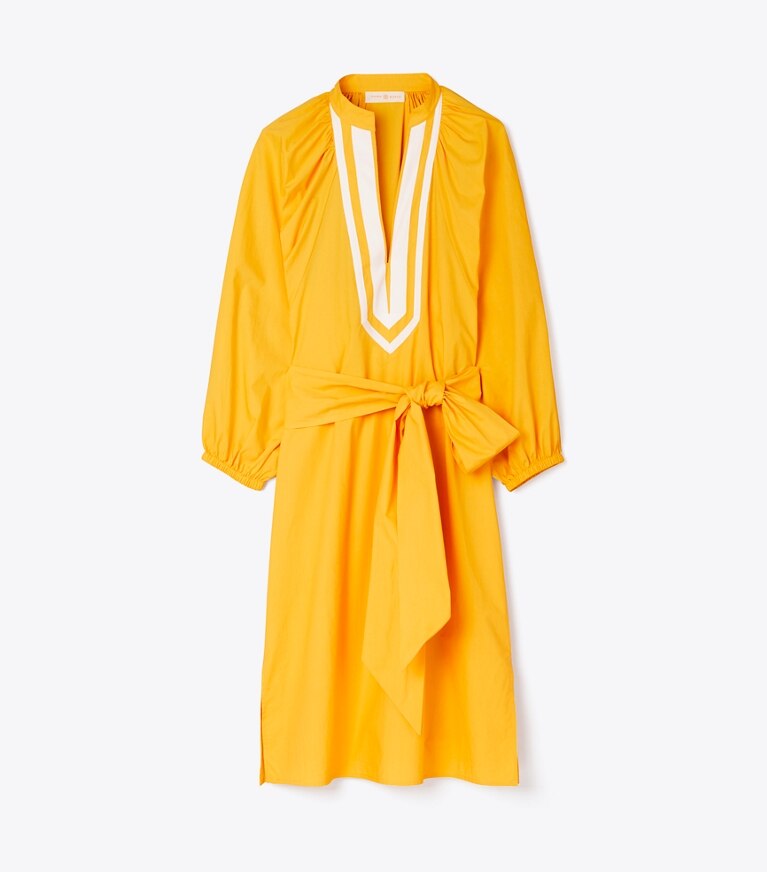 Tory Burch designer dresses Puffed-Sleeve Tunic Dress in Vine Orange front
