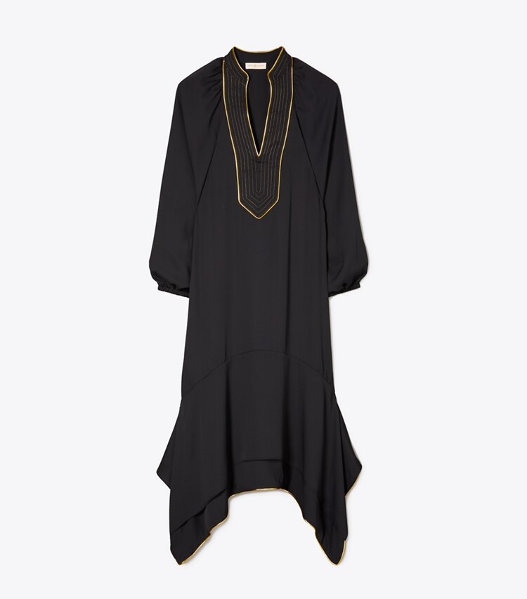 Tory Burch designer dresses Puffed-Sleeve Tunic Dress in Black front