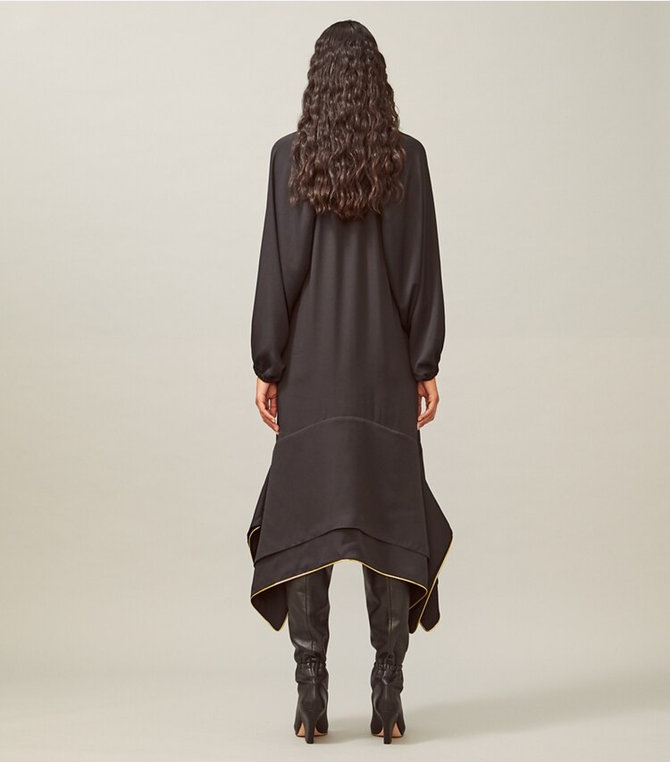 Tory Burch designer dresses Puffed-Sleeve Tunic Dress in Black on model back
