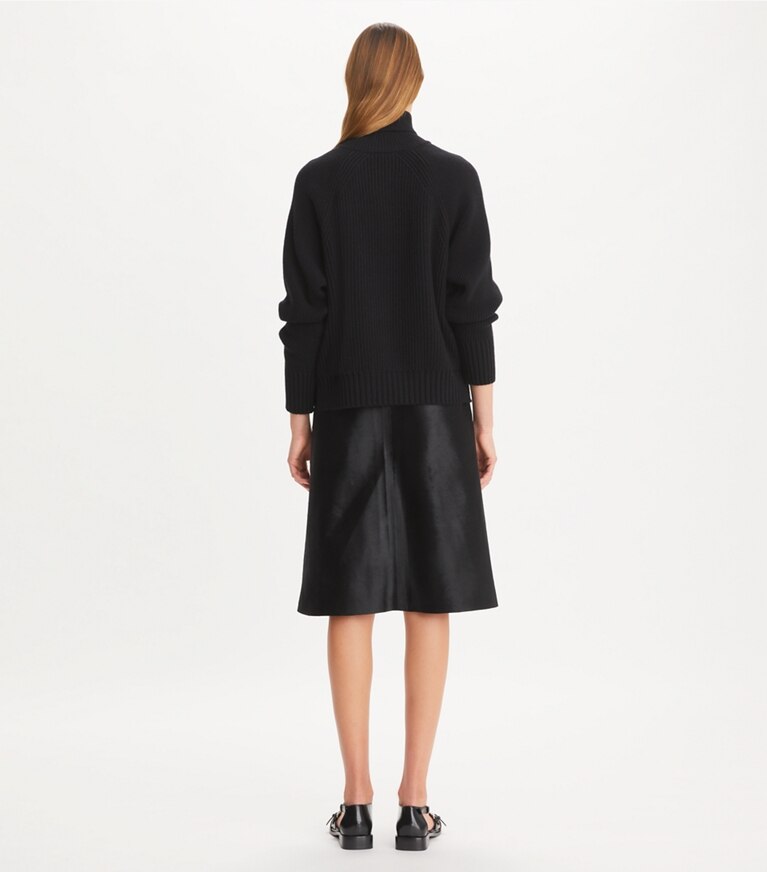 Tory Sport designer sweaters Pull à col roulé en laine in Black front
