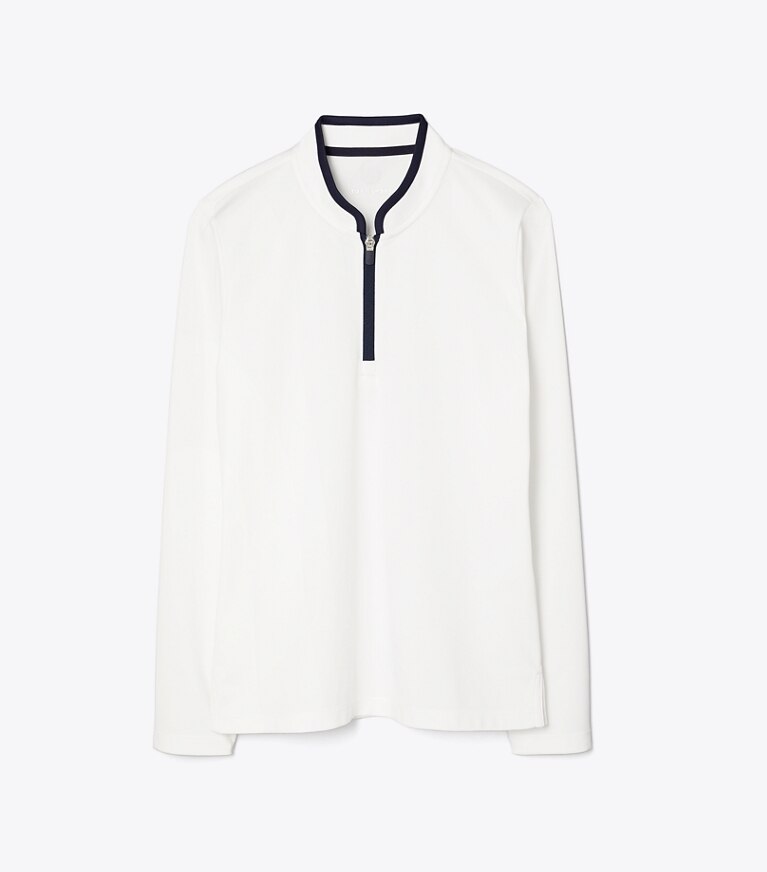 Tory Sport designer hauts Pull à demi-zip performance in Snow White front