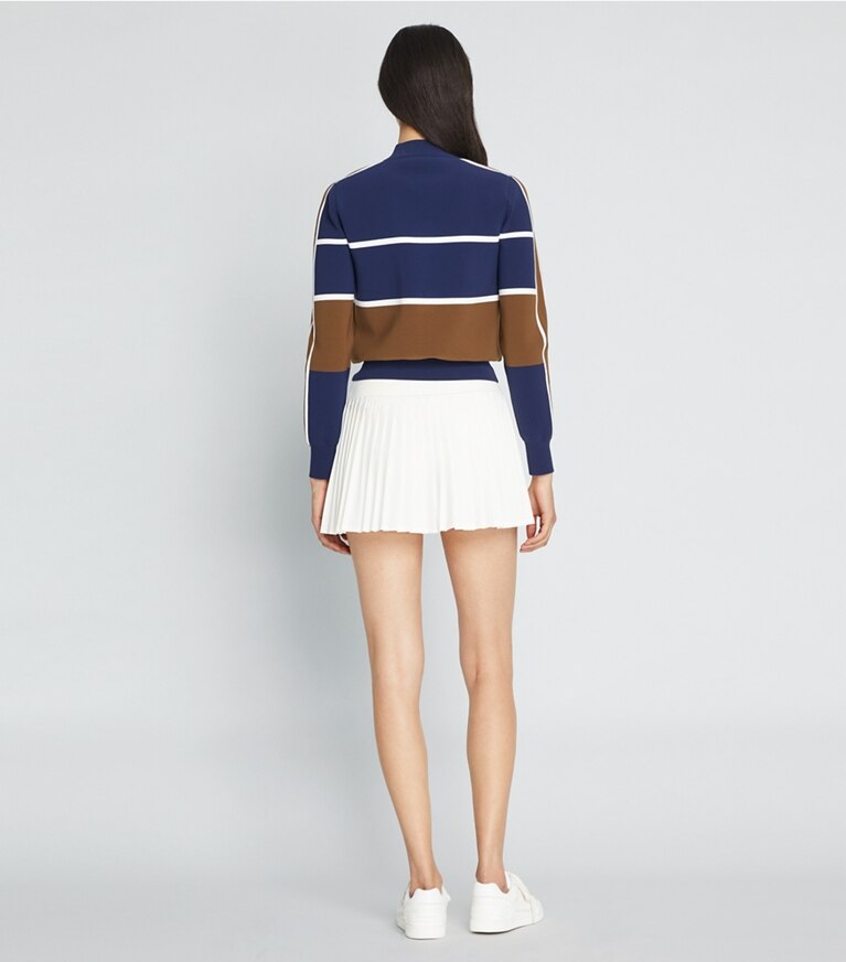 Tory Sport designer sweaters Pull court de tennis en nylon technique in Tory Navy / Allspice front