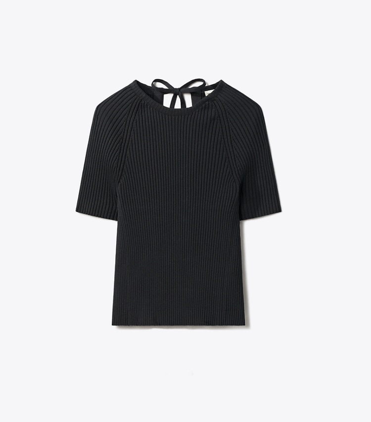 Tory Burch designer sweaters Pull en coton côtelé in Black front