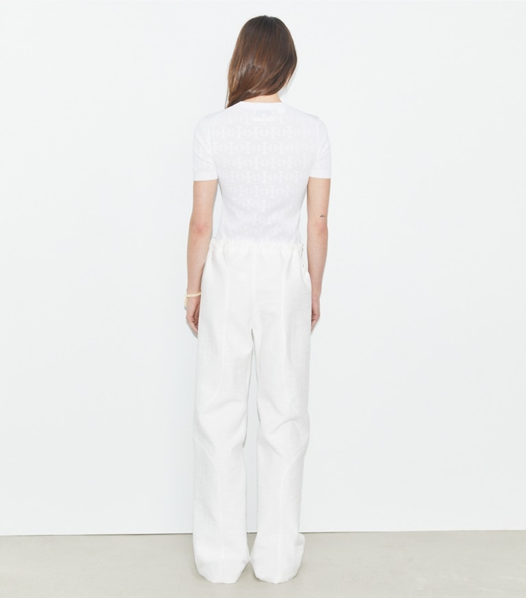 Tory Burch designer vestes Pull en jacquard T Monogram in White front