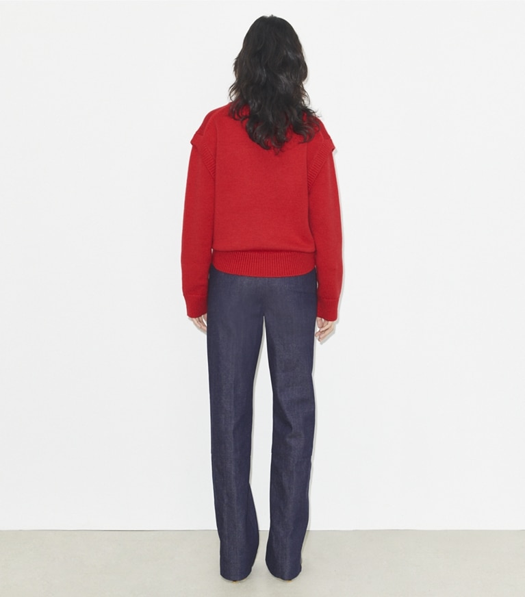 Tory Burch designer sweaters Pull en laine à col V in Red Crimson front