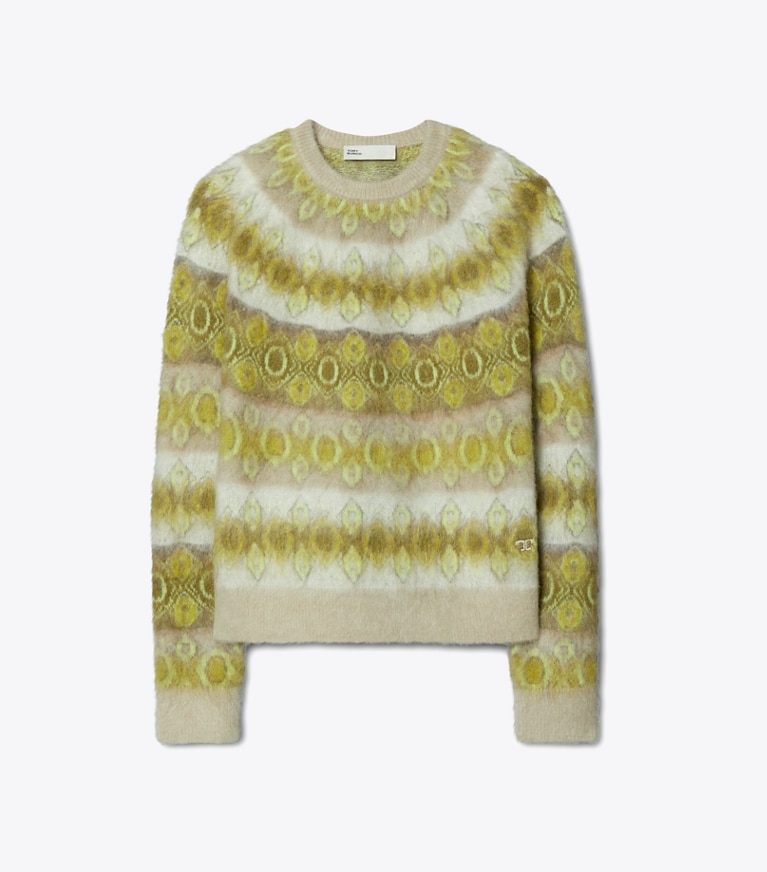 Tory Burch designer sweaters Pull en laine brossée in Green Serpent front