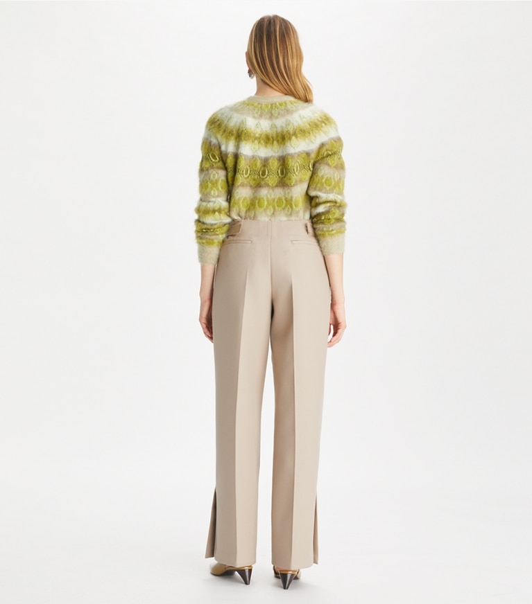 Tory Burch designer sweaters Pull en laine brossée in Green Serpent front