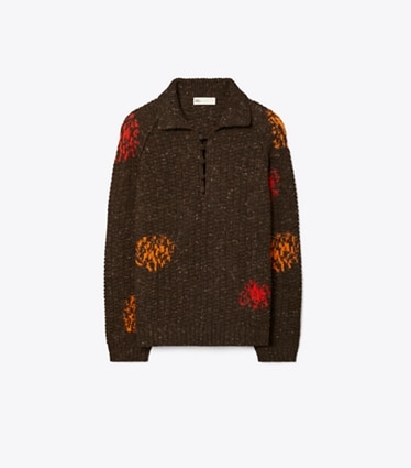 Tory Burch designer sweaters Pull en laine et alpaga in Brown front