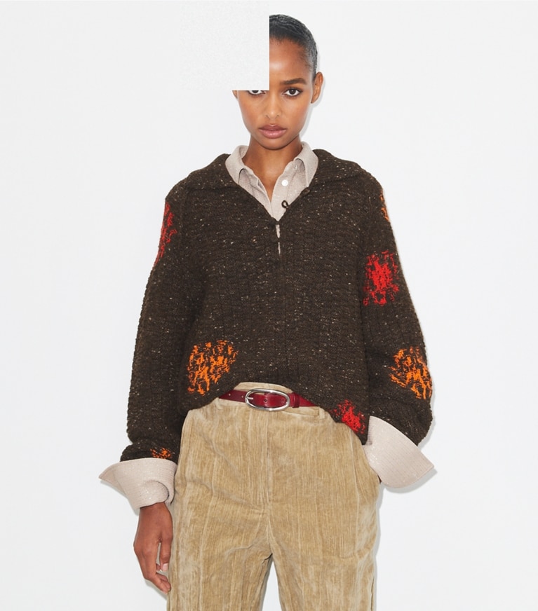 Tory Burch designer sweaters Pull en laine et alpaga in Brown front