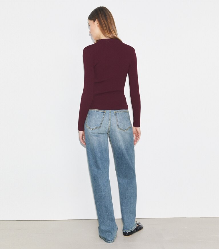 Tory Sport designer sweaters Pull en viscose à chevrons in Deep Jasper front