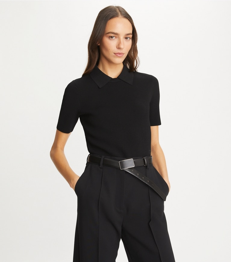 Tory Burch designer sweaters Pull ras-du-cou à col in Black front