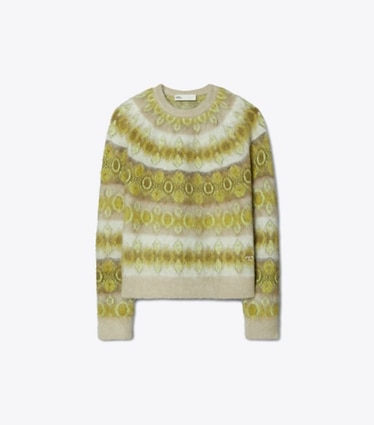 Tory Burch designer strickware Pullover aus gebürsteter Wolle in Green Serpent front