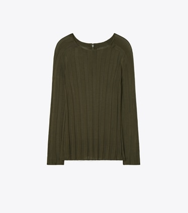 Tory Burch designer strickware Pullover aus Viskose in Chocolate Hazelnut front