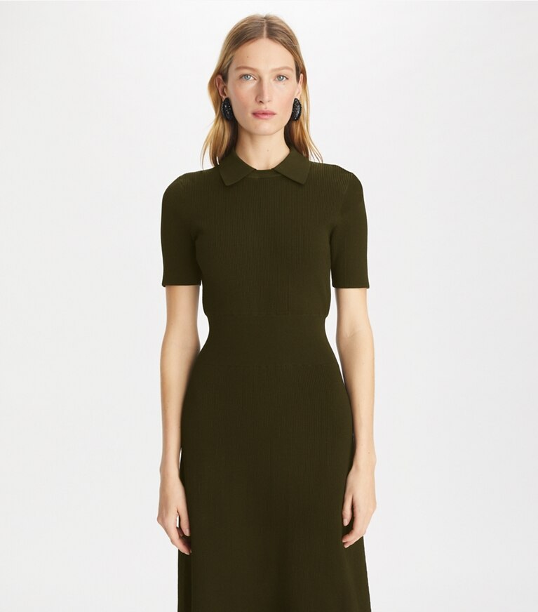 Tory Burch designer kleider Pulloverkleid aus Viskose in Dark Rich Earth front
