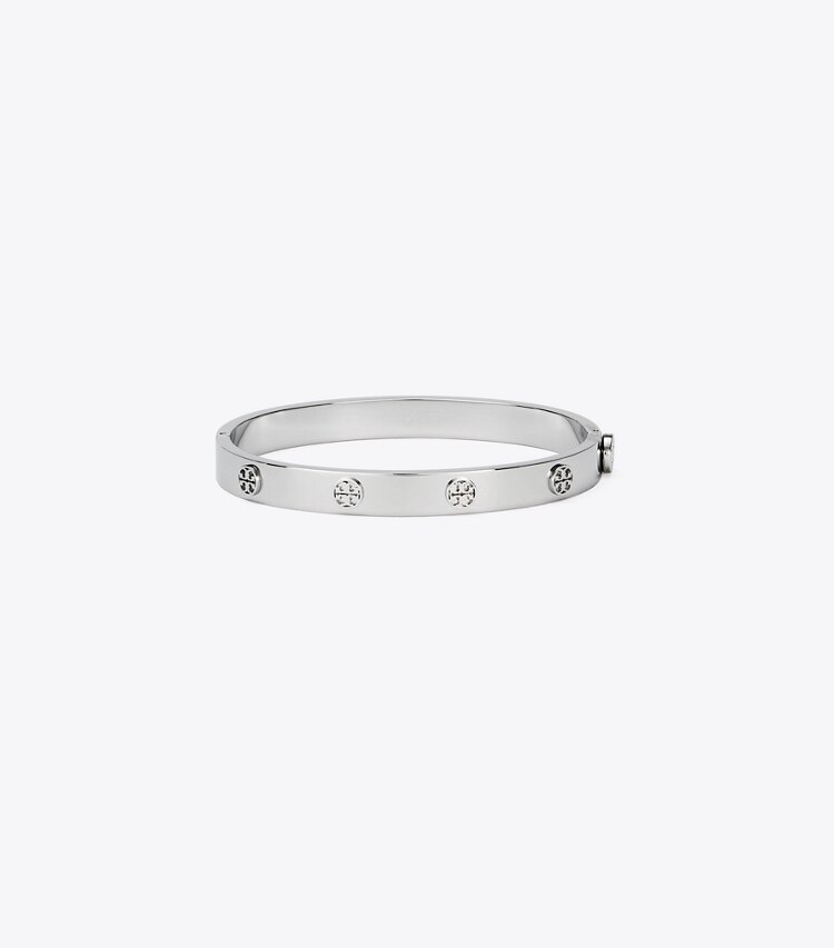 Tory Burch diseñador pulseras Pulsera con bisagra Icon en Tory Silver frente