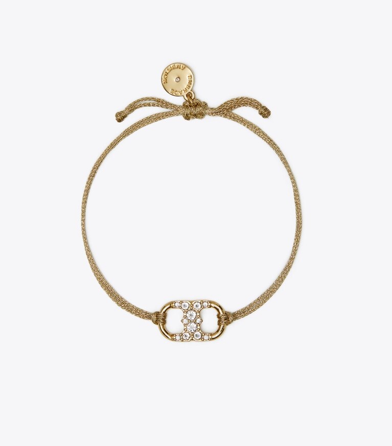 Tory Burch diseñador pulseras Pulsera con pavé Embrace Ambition en Tory Gold / Gold / Crystal frente
