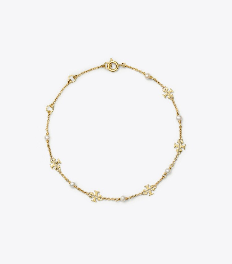 Tory Burch diseñador pulseras Pulsera con perlas Moondance en Tory Gold / Pearl frente