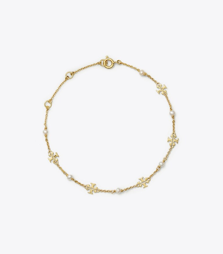 Tory Burch diseñador pulseras Pulsera con perlas Moondance en Tory Gold / Pearl frente
