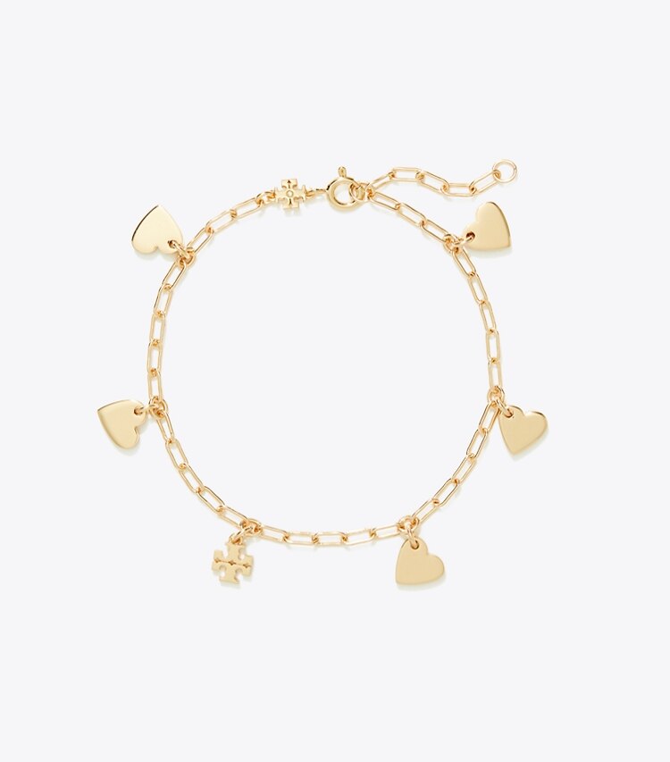 Tory Burch diseñador pulseras Pulsera Curiosity Heart en Tory Gold frente