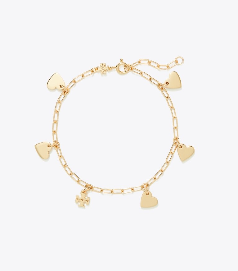 Tory Burch diseñador pulseras Pulsera Curiosity Heart en Tory Gold frente