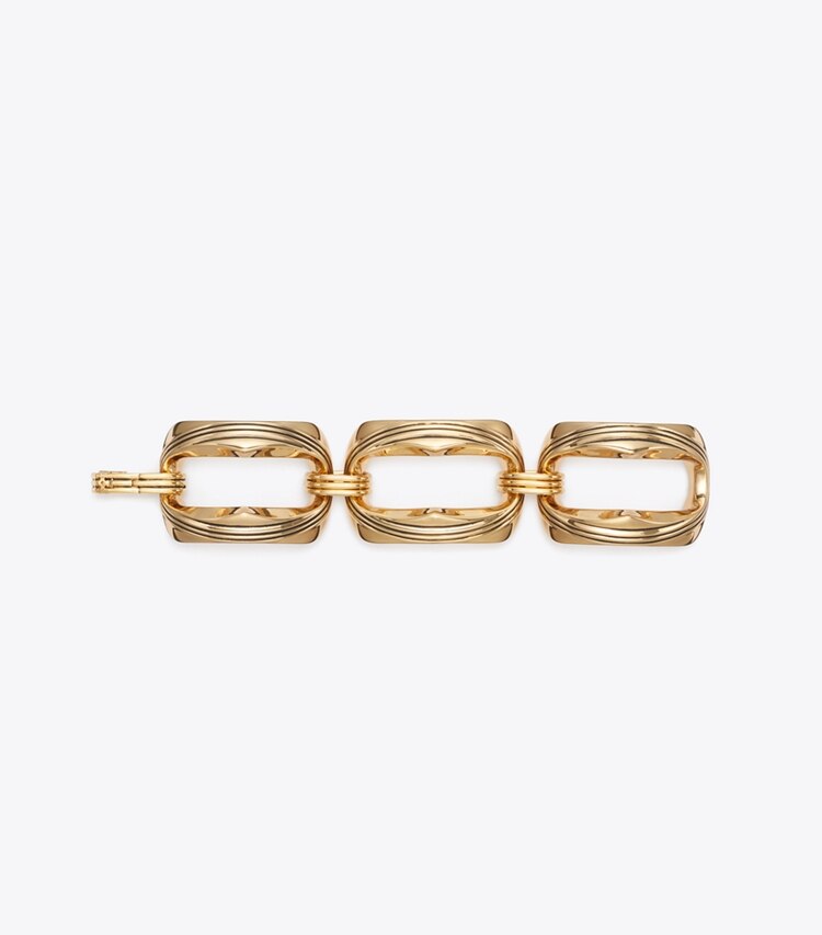 Tory Burch diseñador pulseras Pulsera de metal tallado Runway en Light Brass detalle