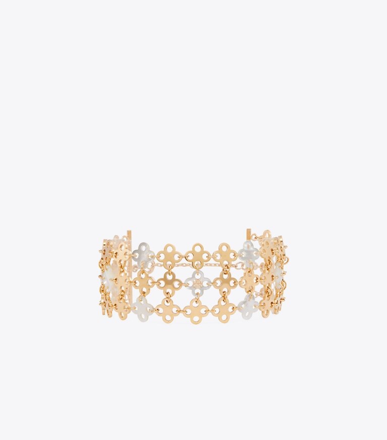 Tory Burch diseñador pulseras Pulsera de varias hebras Forget Me Not en Tory Gold frente