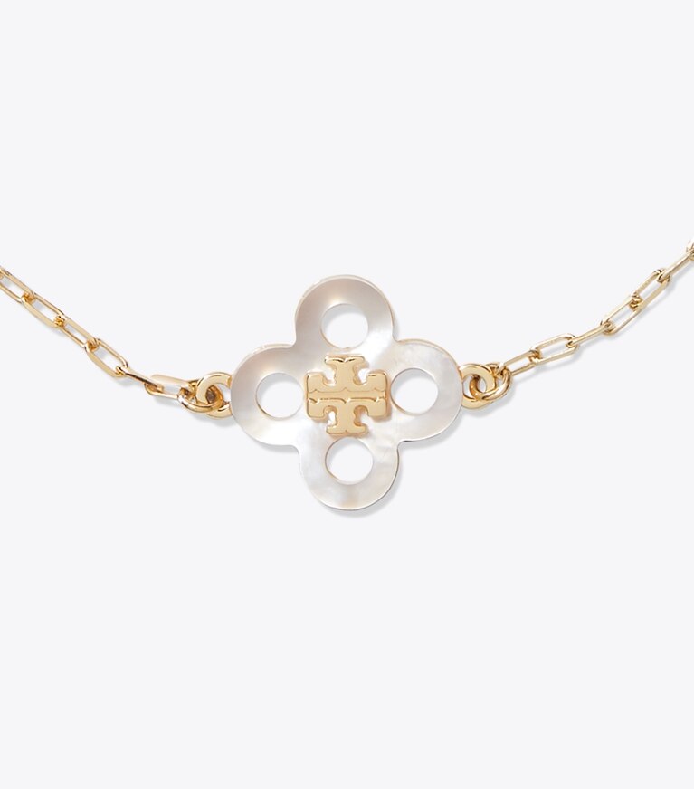 Tory Burch diseñador pulseras Pulsera delicada con pavé Forget Me Not en Tory Gold / Multi detalle