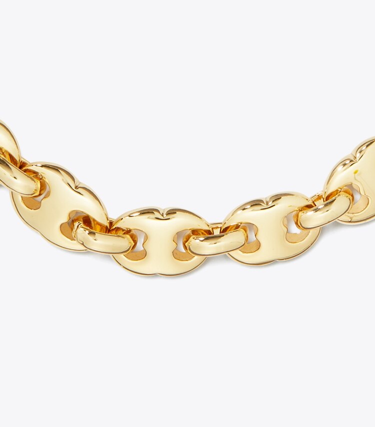 Tory Burch diseñador pulseras Pulsera delicada Gemini Link en Light Brass detalle