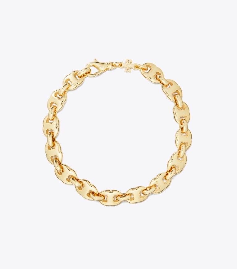 Tory Burch diseñador pulseras Pulsera delicada Gemini Link en Light Brass frente