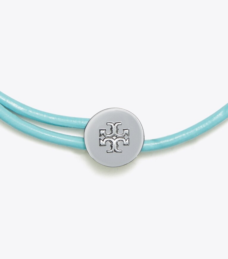 Tory Burch diseñador pulseras Pulsera deslizante Kira en Tory Silver / Light Blue detalle