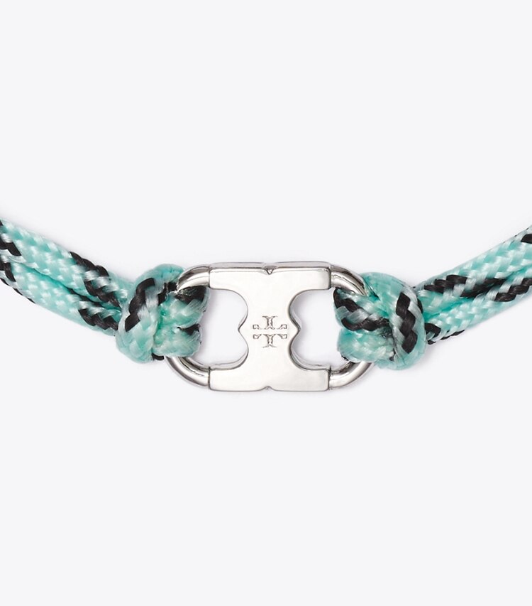 Tory Burch diseñador pulseras Pulsera Embrace Ambition en Tory Silver / Blue detalle