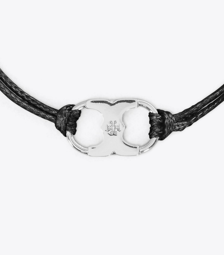 Tory Burch diseñador pulseras Pulsera Embrace Ambition en Tory Silver / Black detalle