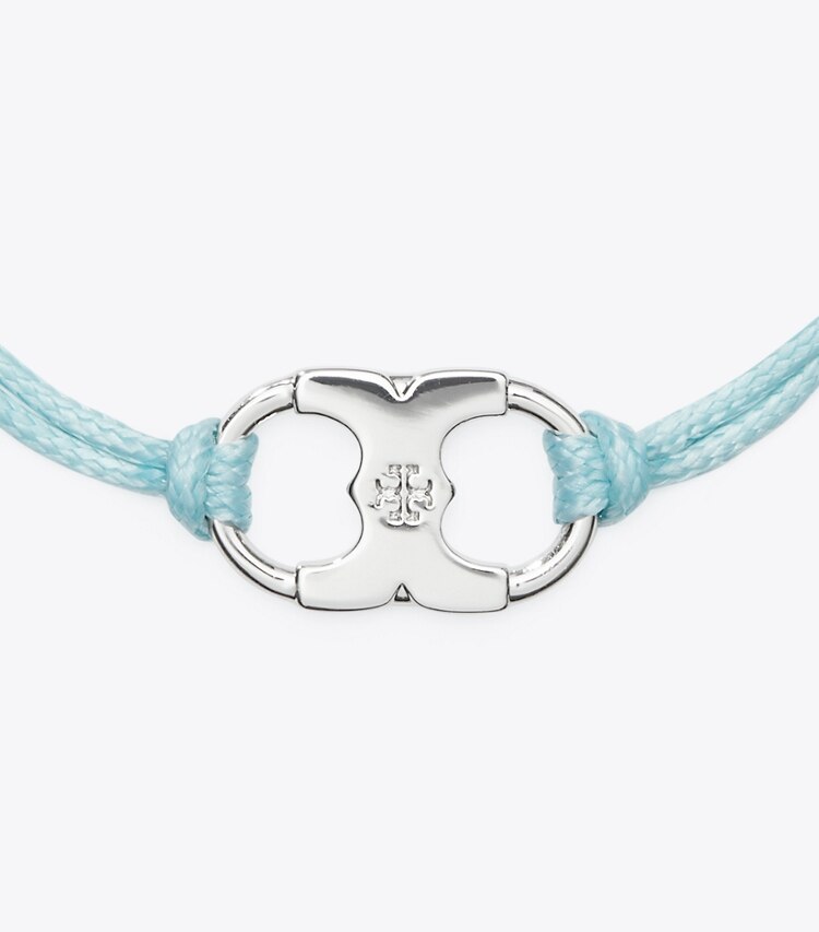 Tory Burch diseñador pulseras Pulsera Embrace Ambition en Tory Silver / Light Blue detalle