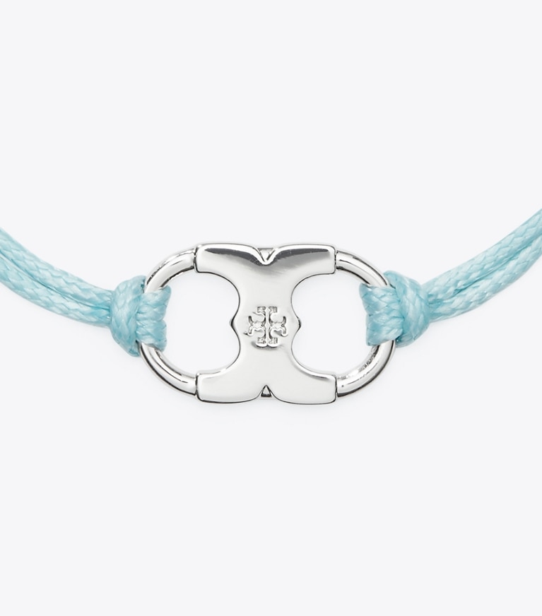 Tory Burch diseñador pulseras Pulsera Embrace Ambition en Tory Silver / Light Blue detalle