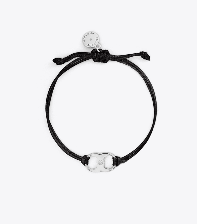 Tory Burch diseñador pulseras Pulsera Embrace Ambition en Tory Silver / Black frente