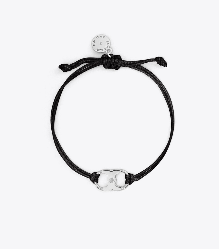 Tory Burch diseñador pulseras Pulsera Embrace Ambition en Tory Silver / Black frente