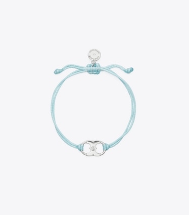Tory Burch diseñador pulseras Pulsera Embrace Ambition en Tory Silver / Light Blue frente