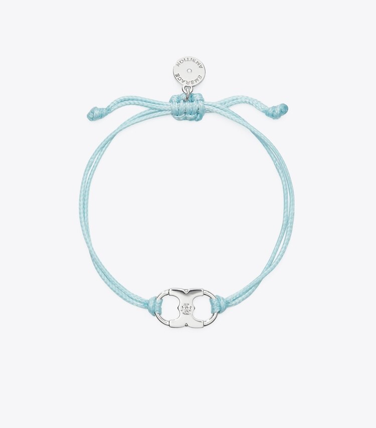 Tory Burch diseñador pulseras Pulsera Embrace Ambition en Tory Silver / Light Blue frente
