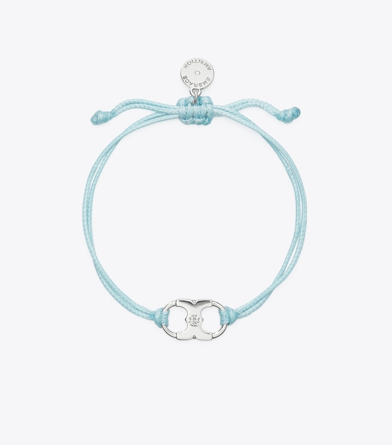 Tory Burch diseñador pulseras Pulsera Embrace Ambition en Tory Silver / Light Blue frente
