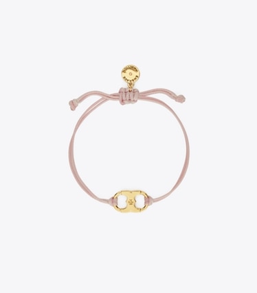 Tory Burch diseñador pulseras Pulsera Embrace Ambition en Tory Gold / Pink frente