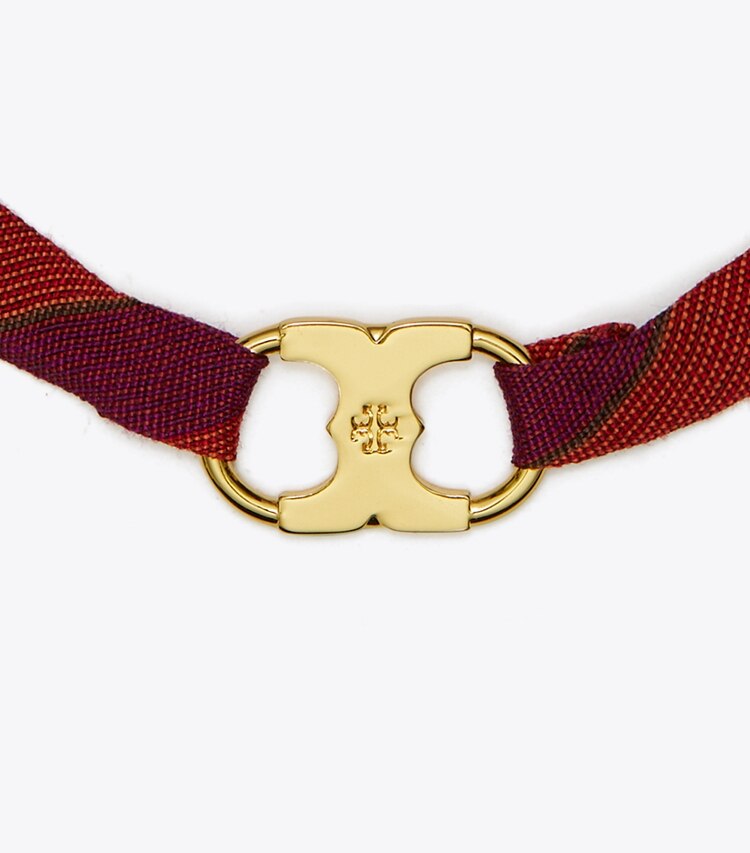 Tory Burch diseñador pulseras Pulsera envolvente Embrace Ambition en Tory Gold / Red / Purple detalle